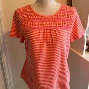 Talbots Striped Smocked Tee